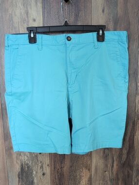 George Men's Aqua Flat Front Chino Shorts 36    662A